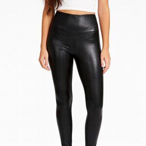 Spanx Faux Leather Pleather Black Leggings Size Small